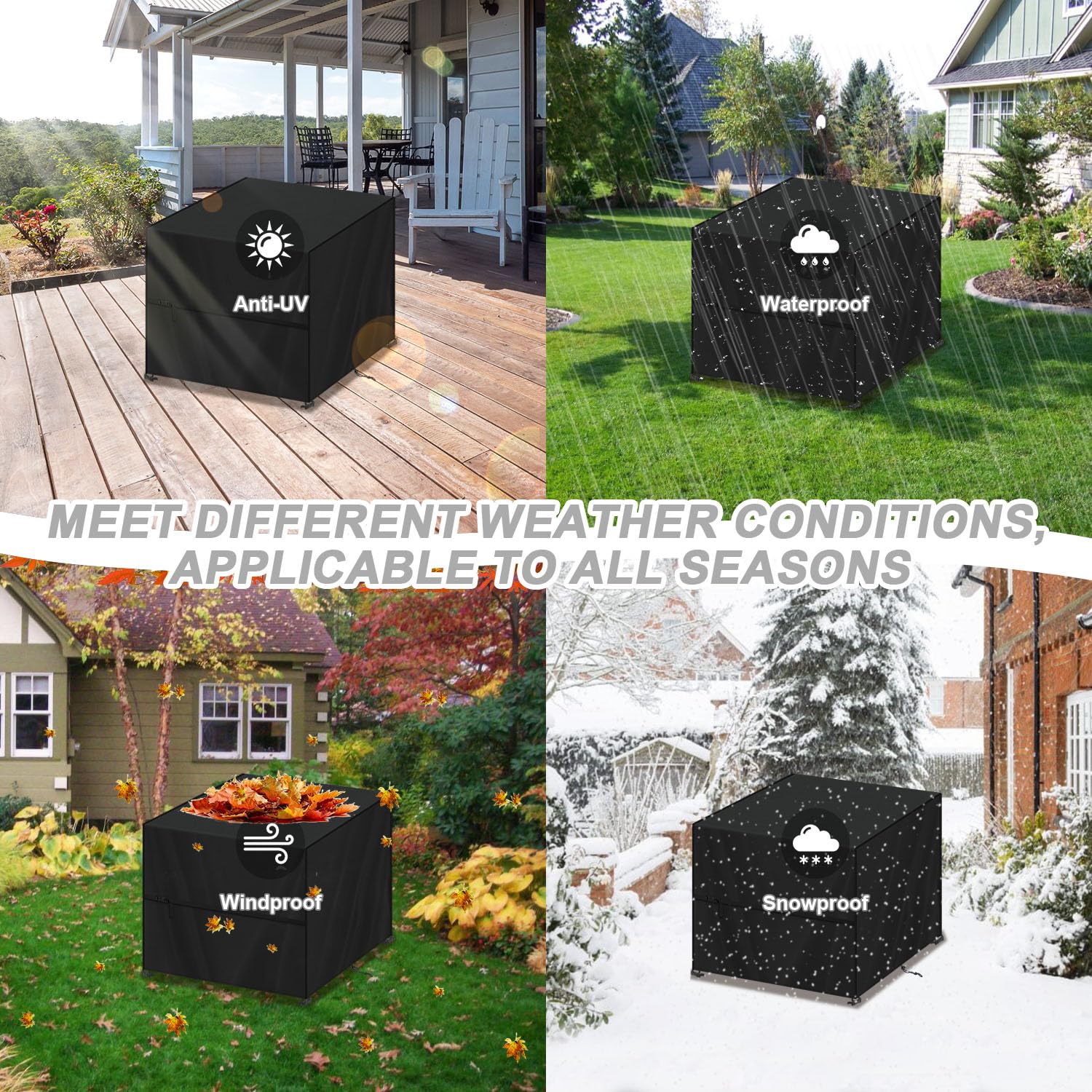 Copertura Mobile Esterno 90x90x90cm Telo Copertura Tavolo Esterno Quadrato Copritavolo Esterno Impermeabile Copertura Protettive per Mobili da Giardino Anti-UV Copri Poltrona da Esterno