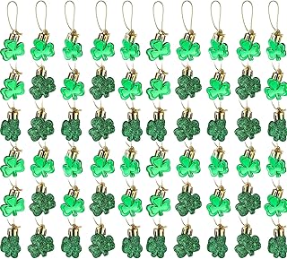 Leinuosen 48 Pieces St Patrick's Day Shamrocks Ornament Good Luck Clover Hanging Bauble for Tree Baubles Table Shelf Festi...