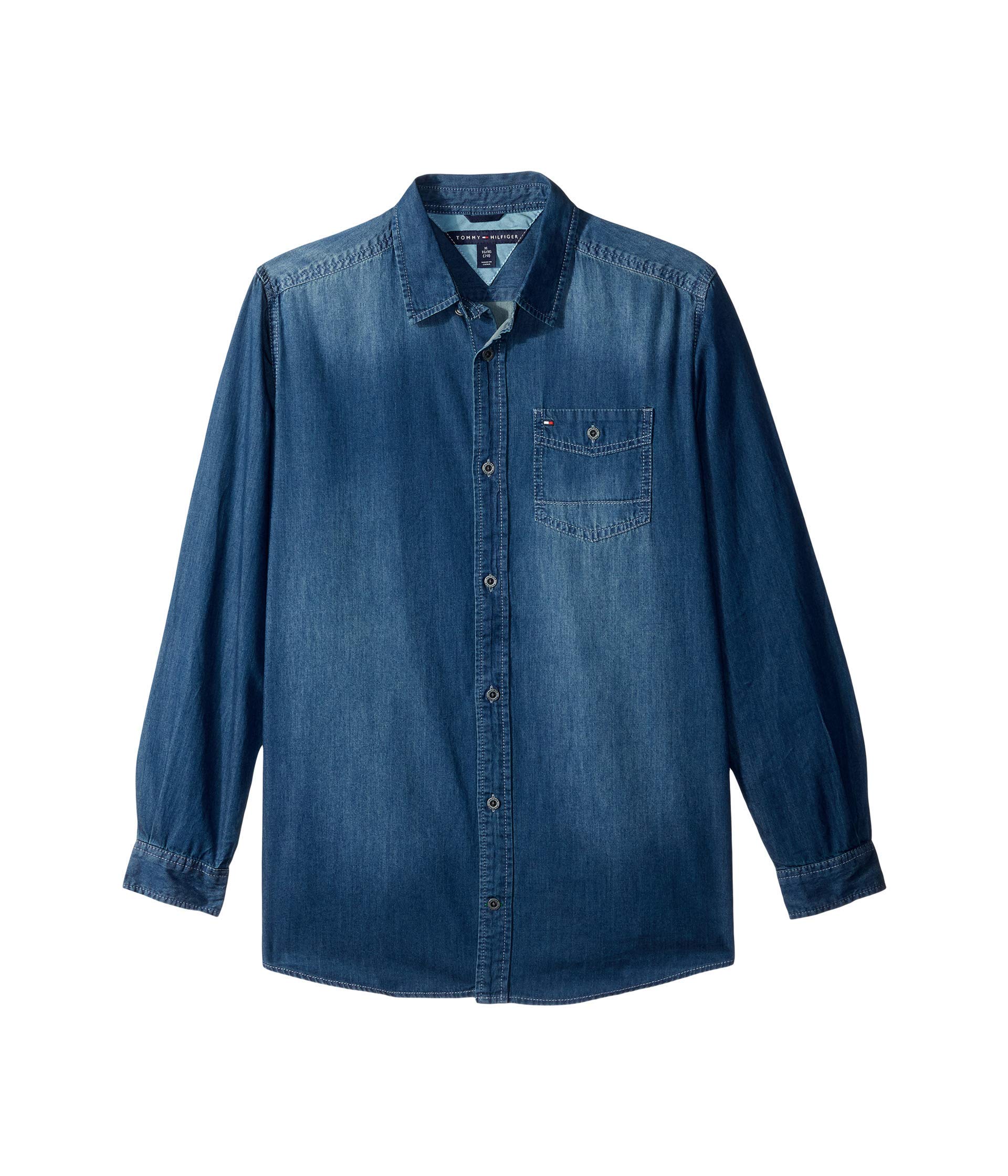 Tommy Hilfiger boys Long Sleeve Woven Button-down Shirt, Lightweight & Breathable