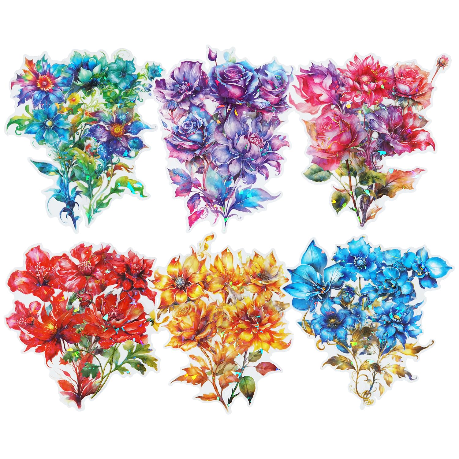 MiyouLuna 30Pcs Large PET Floral Scrapbook Stickers, Vintage & Aesthetic Stickers for Scrapbooking, DIY Crafts, Waterproof Journaling Supplies, with Sticker Organizer & Elegant Collage Card