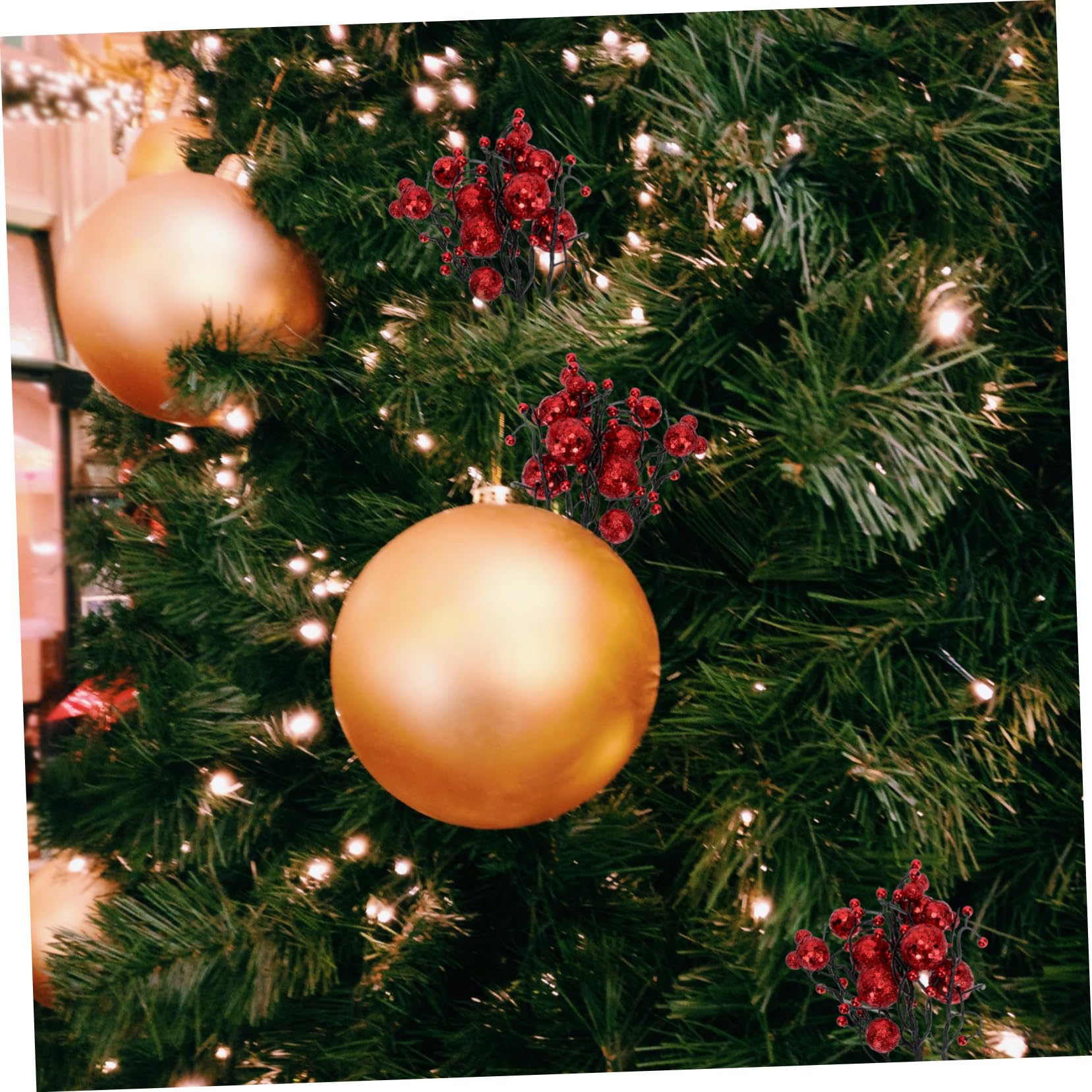 Amosfun 36 STK Beerenbündel Stecklinge Weihnachtliche Beerenpflücker Weihnachtsbeere Ornament Kranz Dekore Selber Machen Weihnachtsschmuck Simulation Beerenzweige Blaubeeren Rot Plastik
