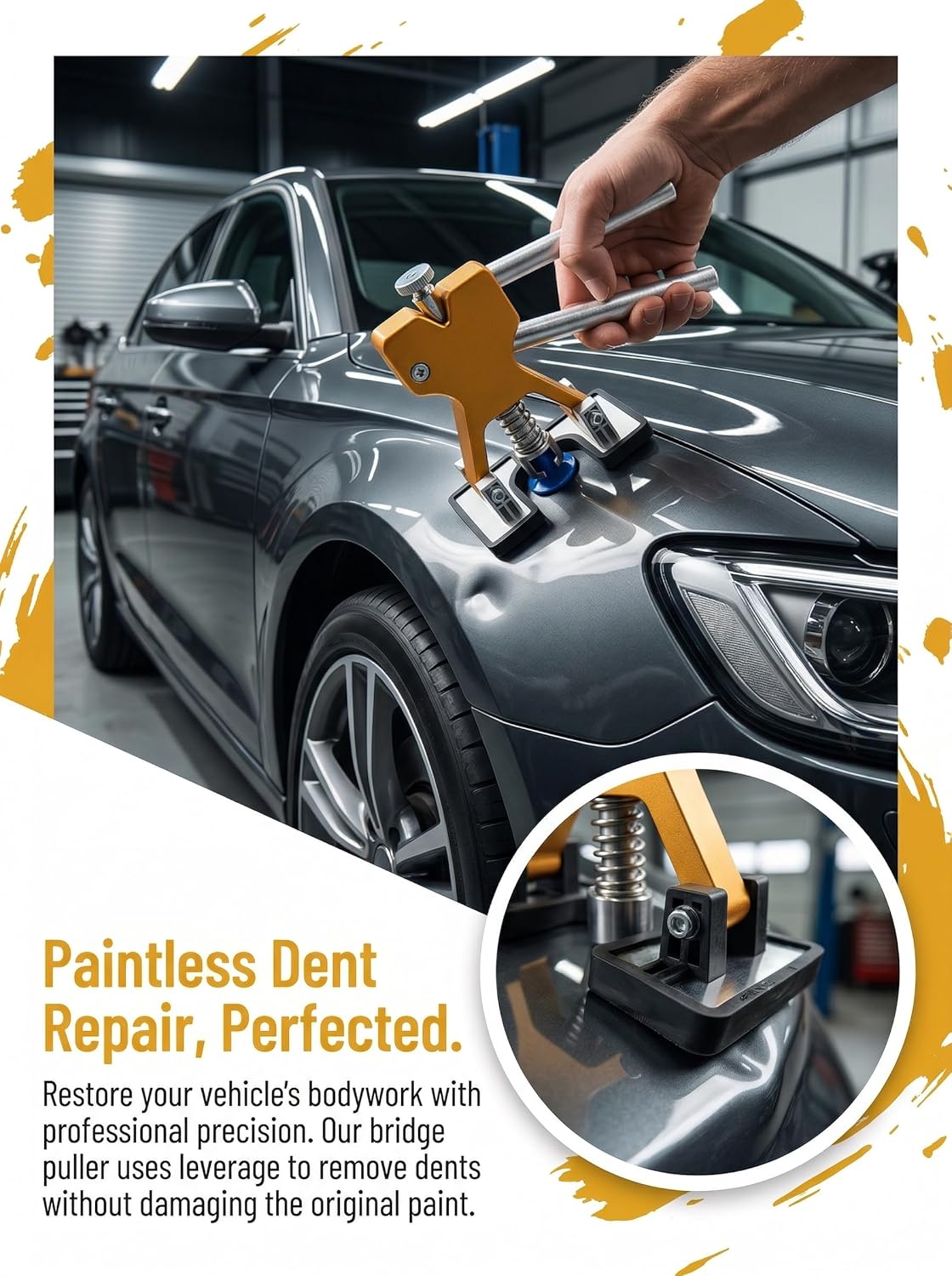 Paintless Dent Puller, Bridge Type Car Dent Repair Tool for DIY Auto Fix
