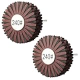 Rocaris 2 Pack Abrasive Flap Wheel - 240 Grit Nylon Sanding Wheel Brush Abrasive Grinding Head with 1/4 Inch Shank for Woodworking Root Carving Furniture Polishing and Removing of Rust/Corrosion/Paint