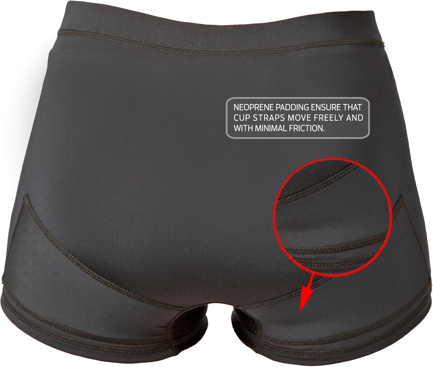 Women’s Athletic Cup Support Underwear Pelvic Protection, Cup goes on the outside Black, XS-XL