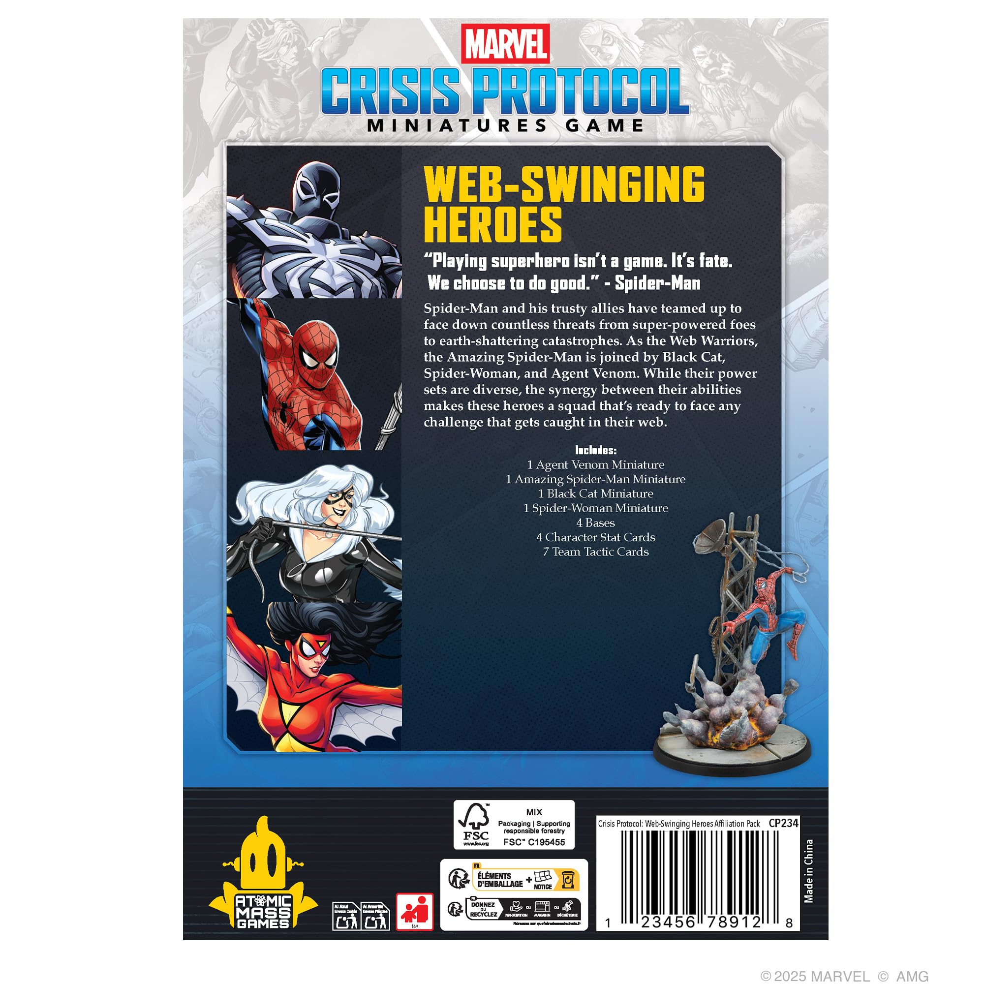 asmodee Marvel Crisis Protocol: Web-Swinging Heroes, Expansión | Juego de Miniaturas, A Partir de 14 Años, para 2 Jugadores, 90 Minutos por Partida, Español/Inglés/Francés