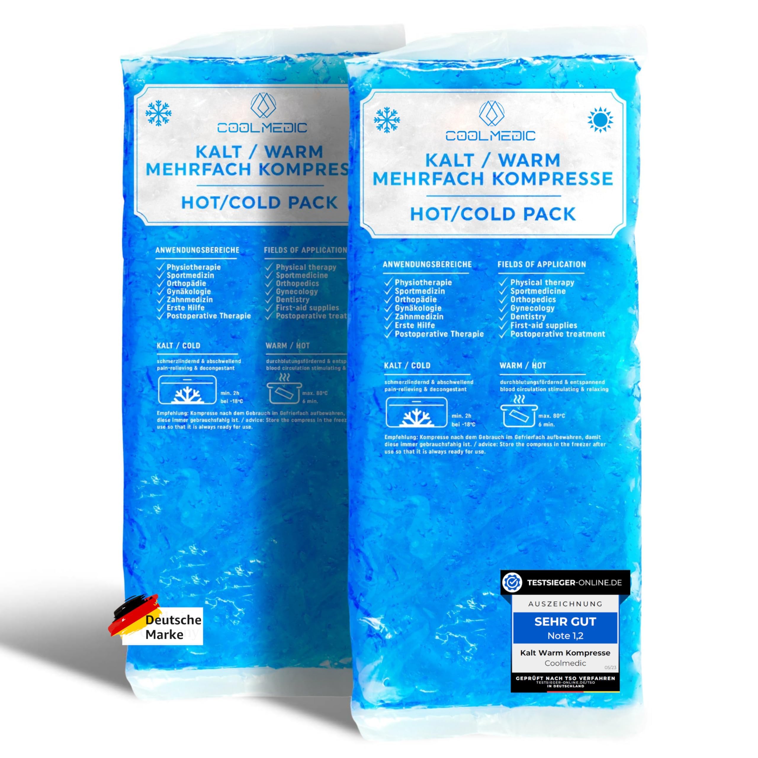 2X Premium Kühlpad Kühlkompresse | XXL Kalt Warm Kompresse 29x12cm