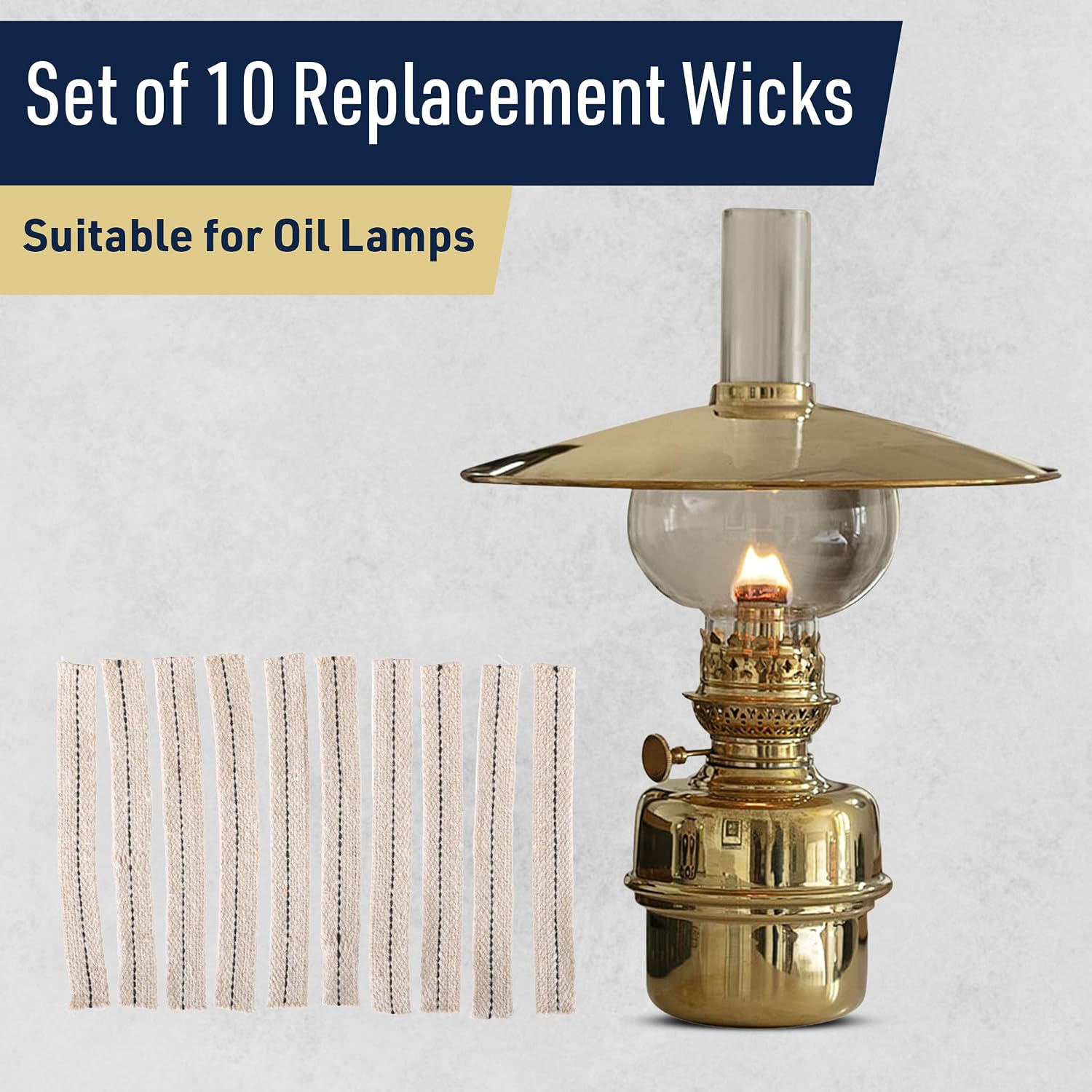 1/2-Inch Oil Lamp Wicks 10-Pack - 5-Inch Long Flat Cotton Oil Lantern Wick Replacements for Kerosene and Oil Hurricane Lamps or Burners with 125-130hr Burn Time Each by Kings County Tools