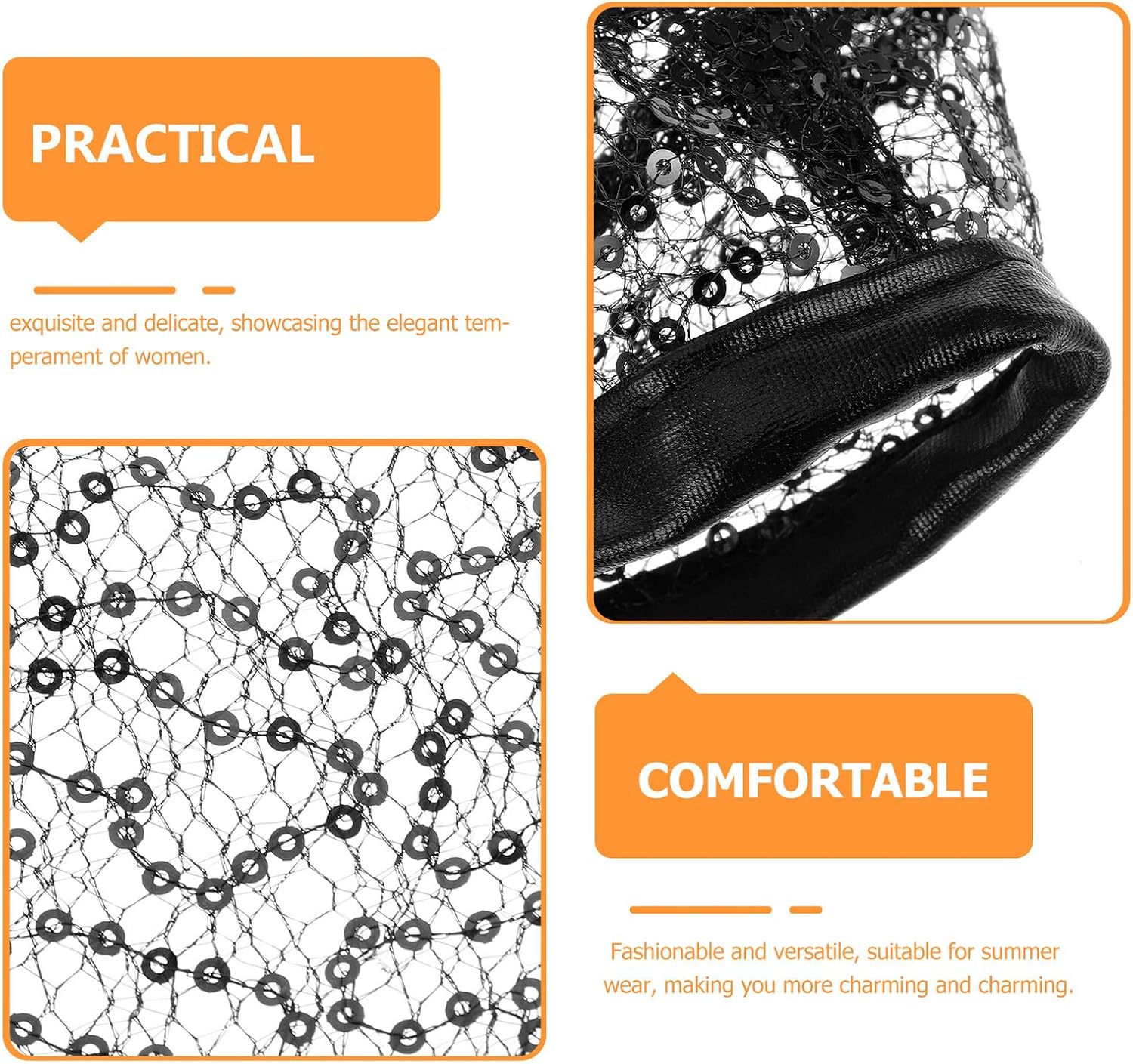 Black Lace Mesh Beanie Cap for Women, Thin Breathable Summer Skullie Hat with Head Wrap, Outdoor Hiking Mesh Hat Suitable for Tea Party and Travel