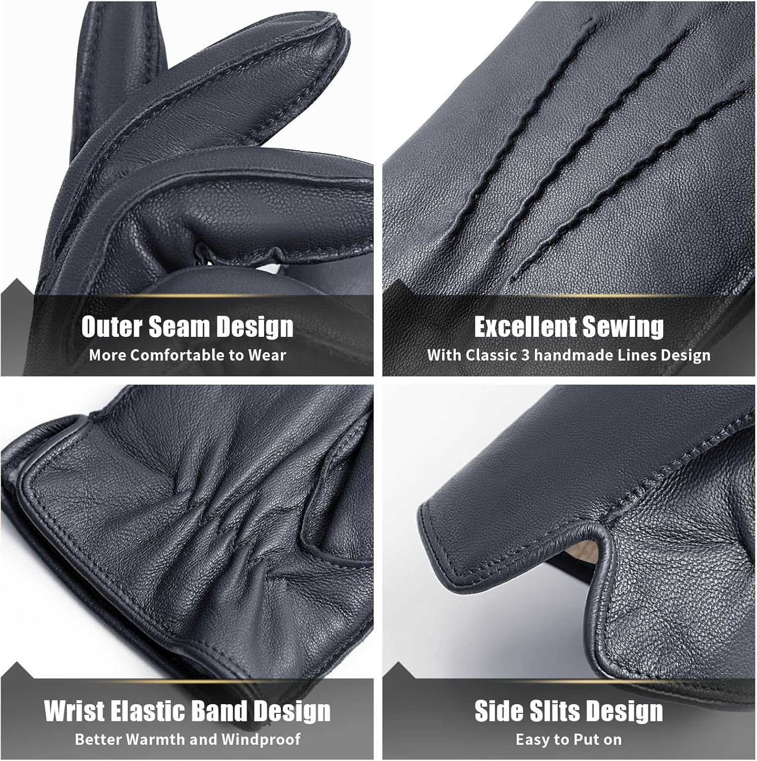 FIORETTO Men’s Chrome-Free Leather Gloves Winter – Touchscreen Driving Gloves with Warm Wool Lining M24001