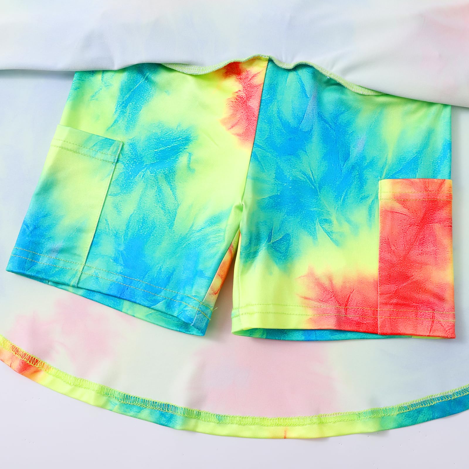 Valcatch Filles Athletic Skort Taille Haute Tie-Dye Jupes de Tennis avec Shorts Golf Flowy Jupe Courte Danse Running School Sport Jupe plissée avec Poches et Doublure en Spandex