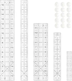 Régua De Costura, Réguas De Quilting De 5 Peças, 3 X 17 Polegadas, 1,5 X 17 Polegadas, 3 X 12 Polegadas, 1,5 X 10 Polegadas, 1 X 6 Polegadas, Régua De Acrílico, Régua De Corte Com Anéis Antide