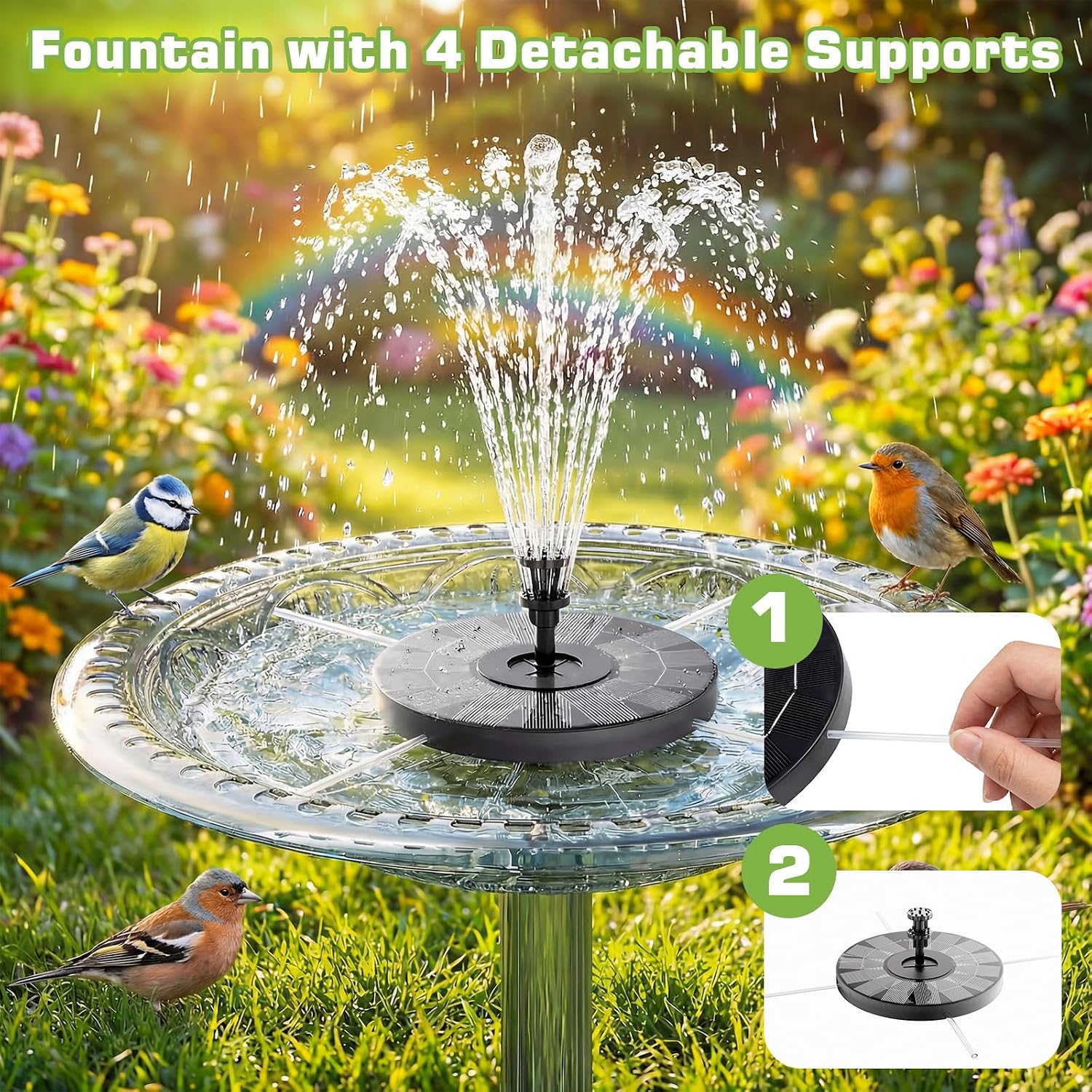 AISITIN 3.5W Solar Fountain for Bird Bath, Floating Solar Water Fountain Pump with 6 Interchangeable Nozzles, Outdoor Solar Water Pump for Garden Pond, Aquarium, Fish Tank, Pool