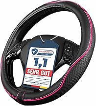 Sponsored You’re seeing this ad based on the product’s relevance to your search query.Learn more about this advertisement Upgrade4cars Steering Wheel Cover Pink Black in Leather Look Steering Wheel Cover Pink Universal 37-38 cm for Summer and Winter Car Accessories Interior Gift Ideas Gifts for Women