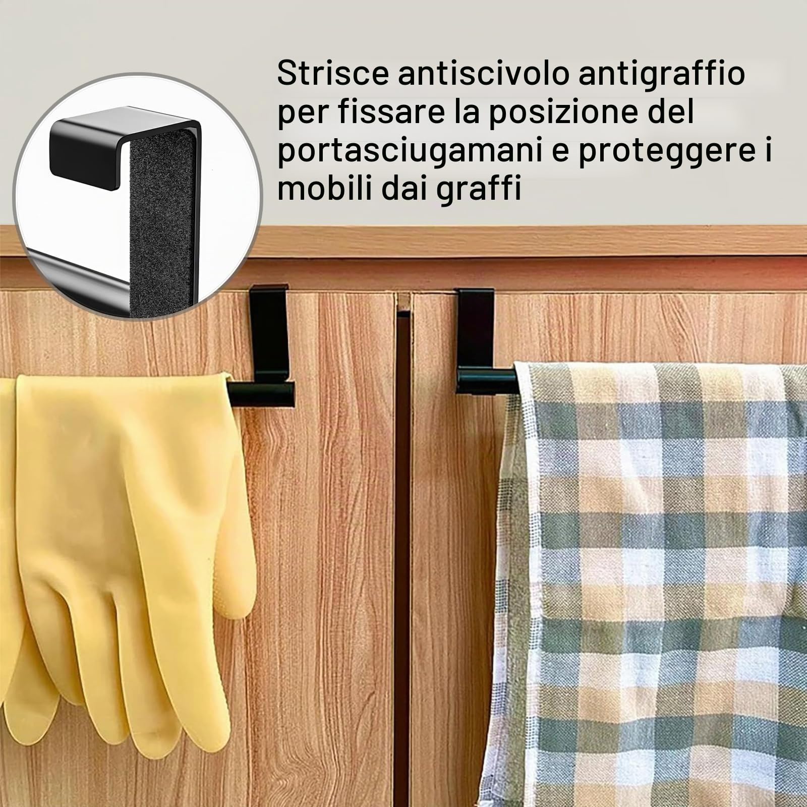 2 portasciugamani da porta, portasciugamani senza foratura, in acciaio inox, porta asciugamani da cucina, da appendere, per porta asciugamani, porta per cassetti, ante dell'armadio