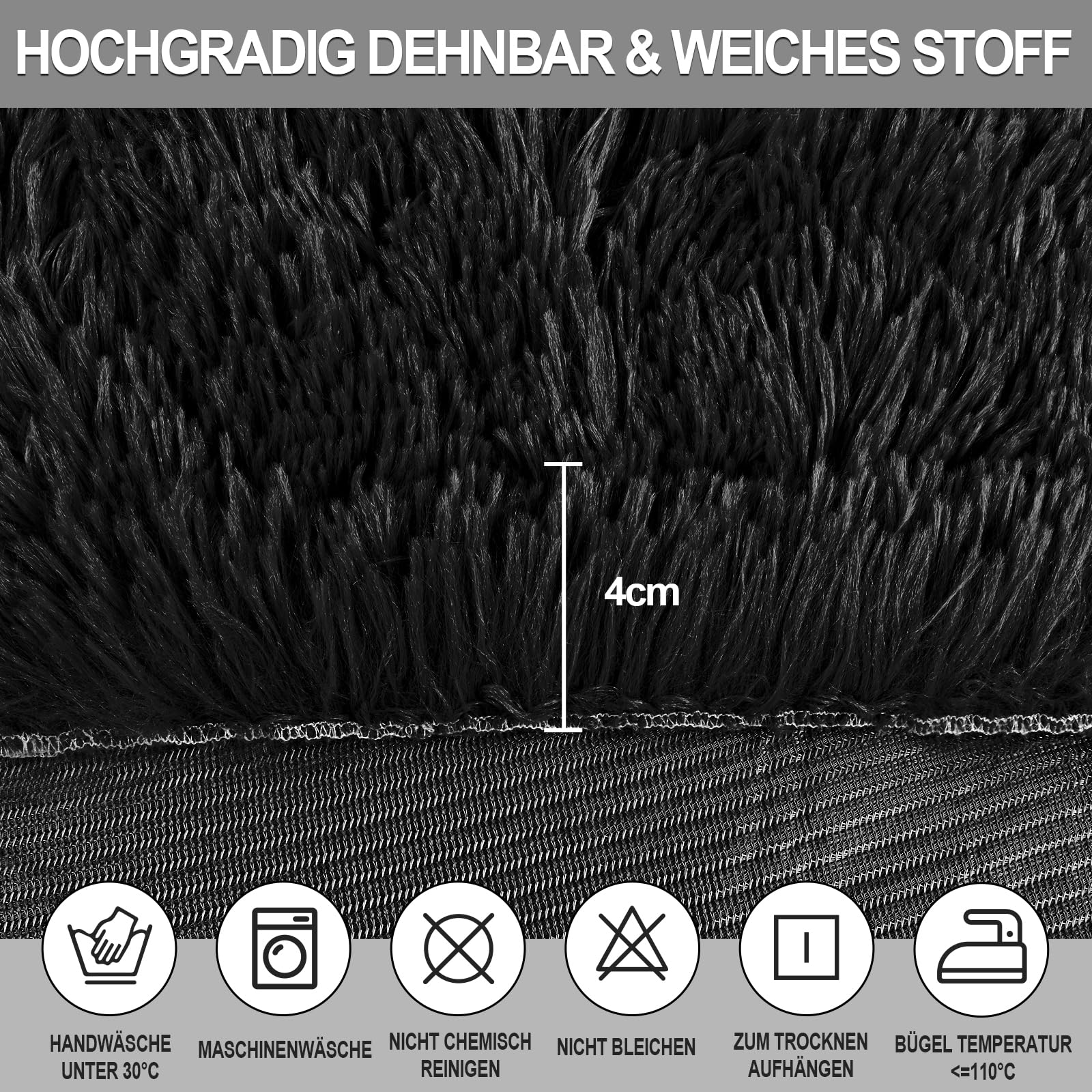 Alishomtll Stretch Stuhlhussen Hochflor Hussen Schwingstuhl 6er Set Schwarz