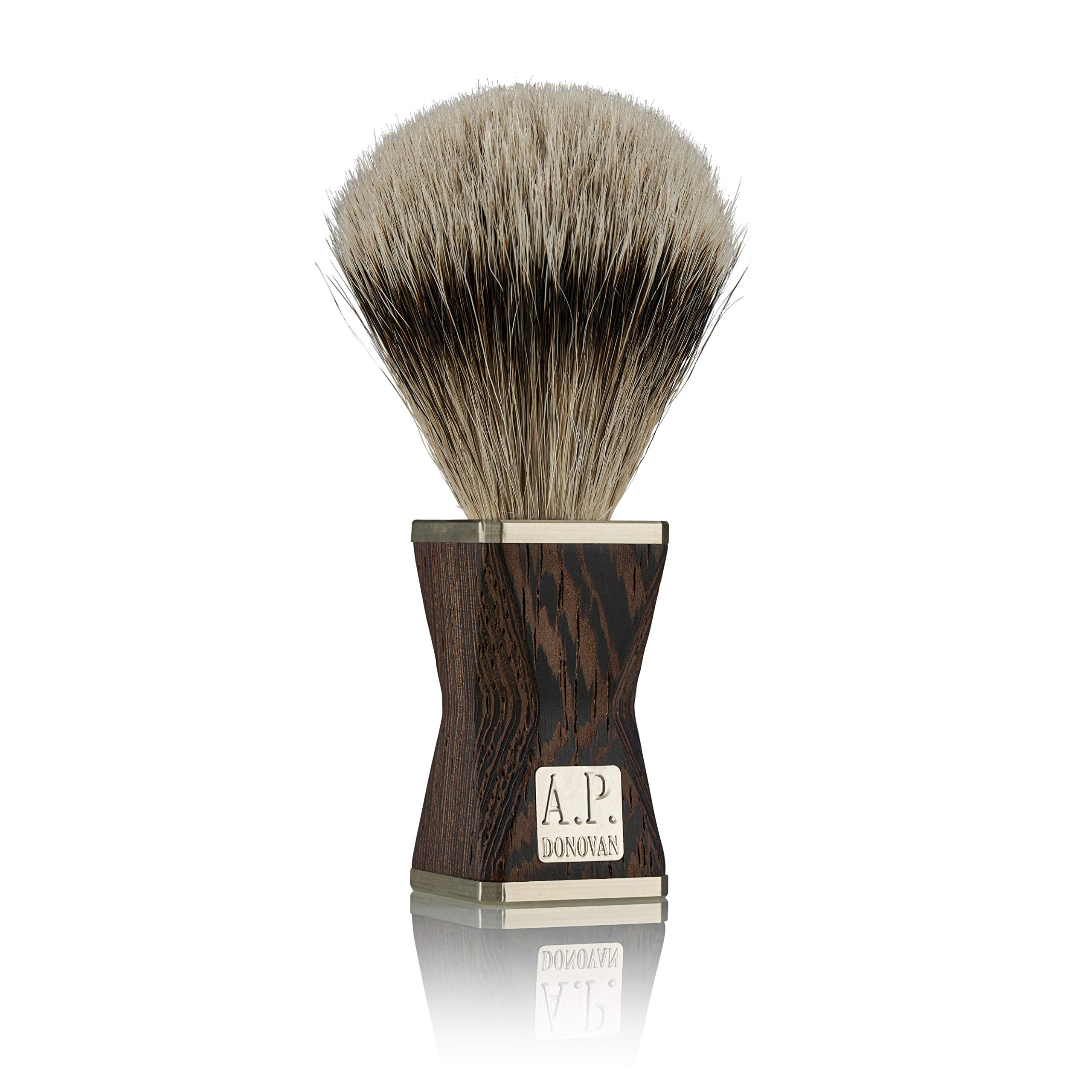 A. P. Donovan - Brocha de Afeitar con Pelo de Tejón Punta Plata Edelholzgriff con Alpaca Gorras 100% (Hand) Hecho en Alemania „ Minus “de la Lsone-Serie - Wengué