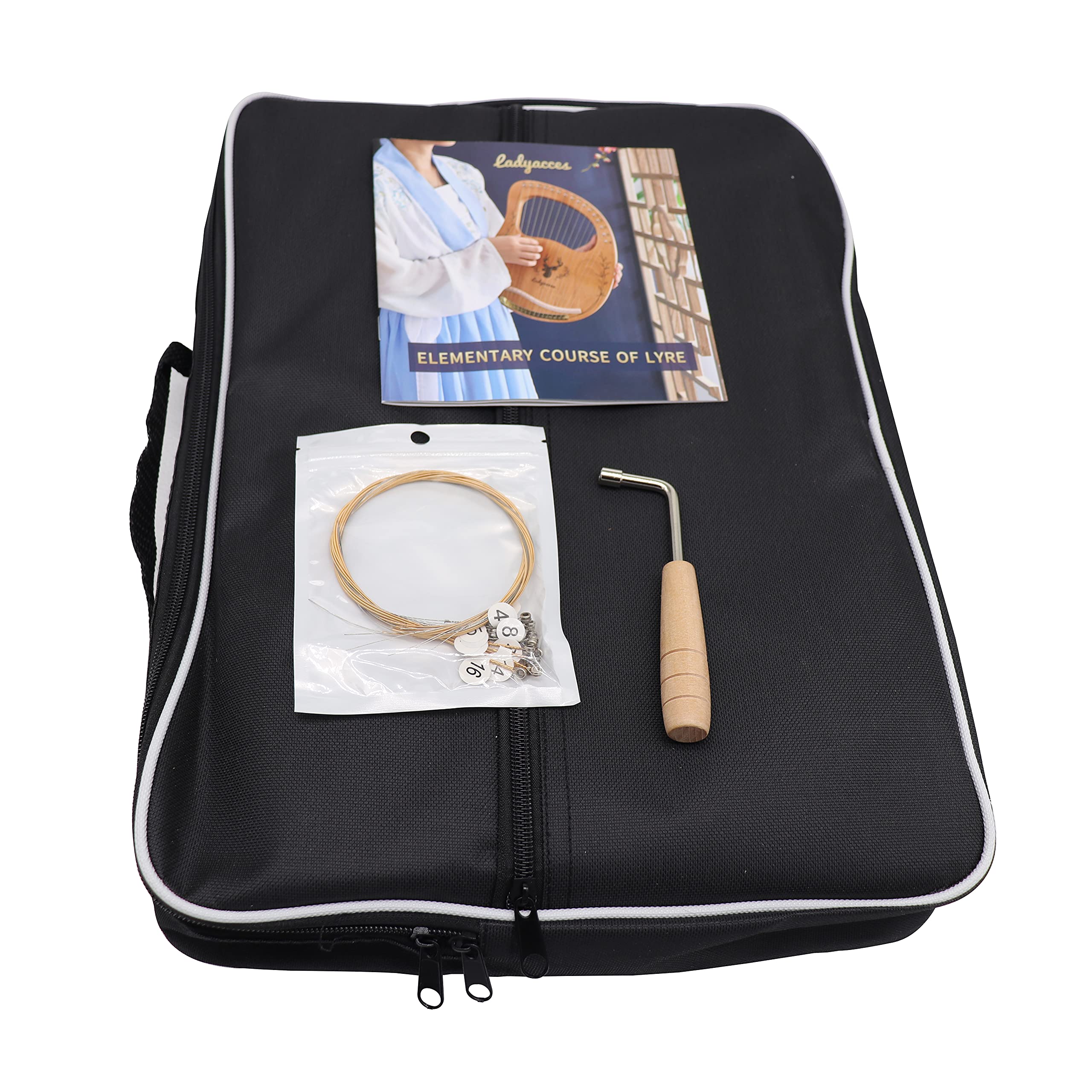Arpa Lira A 16 Corde – Con Borsa Trasporto, Chiave Di Accordatura E Libro Spartiti, Per Principianti
