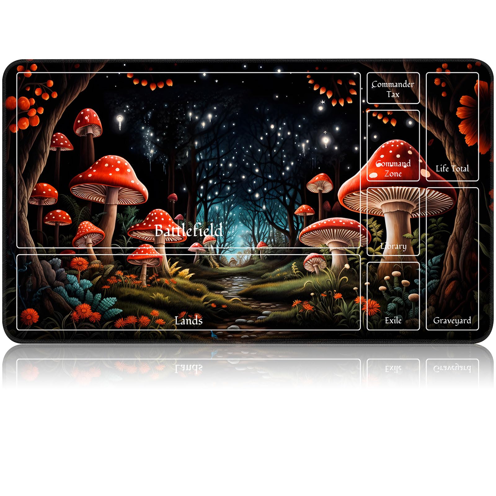 for MTG Game Playmat, for Magic TCG Rubber Play mat,Tabletop Card Playmats with Smooth Surface,Trading Card Inked Game Mat with New Zones,Battle Game,Forest Musnroom
