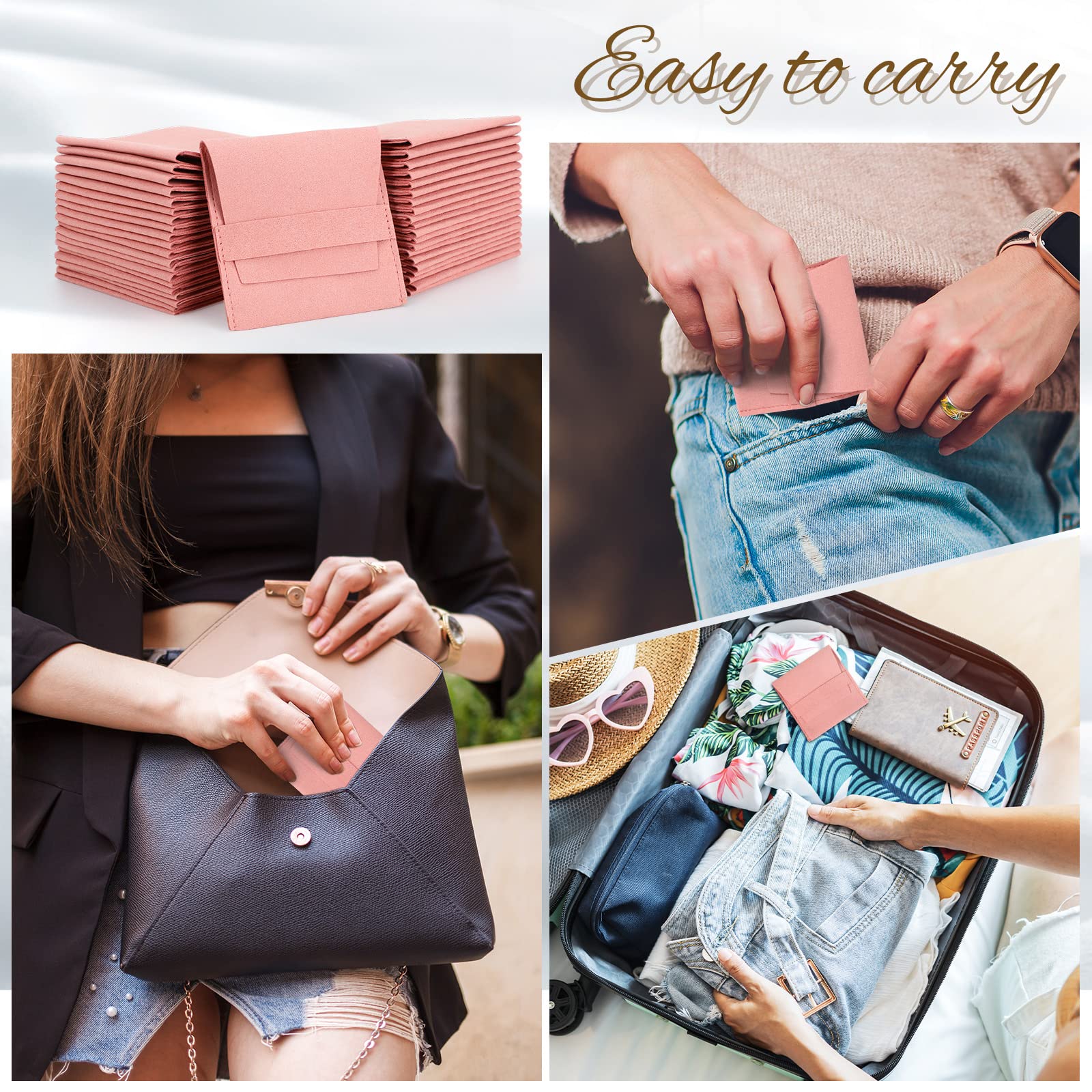 120 bolsas de microfibra para joyas, bolsas de embalaje de joyas, bolsas de regalo de joyería con paño de limpieza de joyas (rosa)