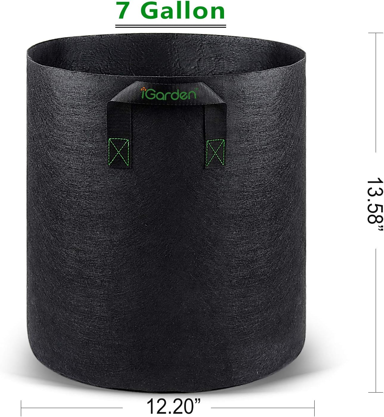 iGarden Grow Bags Tall, 7 Gallon Grow Pots 6 Pack with Handles, Heavy Duty 280G Thickened Nonwoven Fabric Plant Bag for Vegetables, Black - Image 2