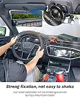 Vista 5 de JOYTUTUS Extensor de visera solar para automóvil, visera solar polarizada antirreflejos universal fácil de instalar, extensión de visera UV400
