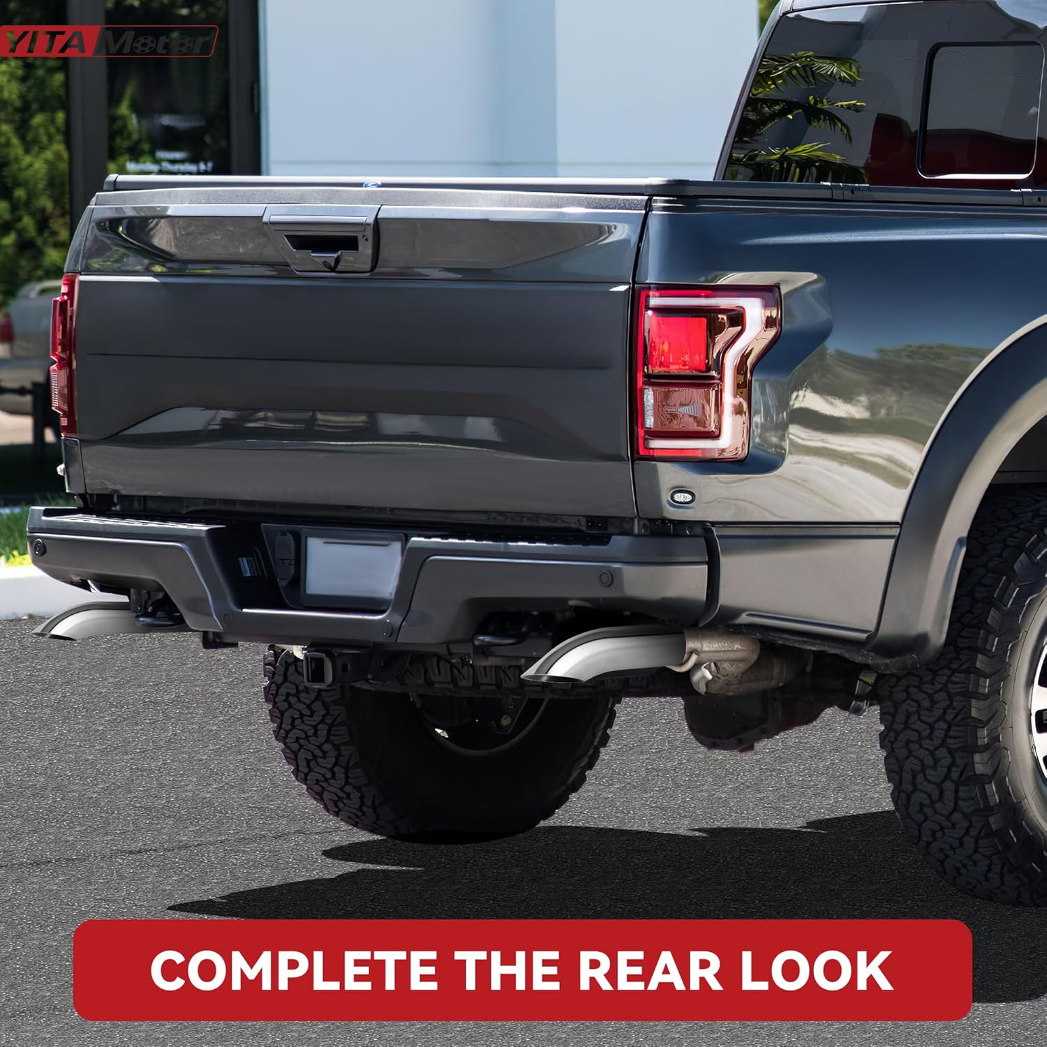 YITAMOTOR 2.5 Inch Inlet Turn Down Exhaust Tip, 2.5" x 2.5" x 9" Stainless Steel Professional Exhaust Tail Tip, Fit 2 1/2 Inch Outside Diameter Tailpipe, Black Painted Surface, Bolt On