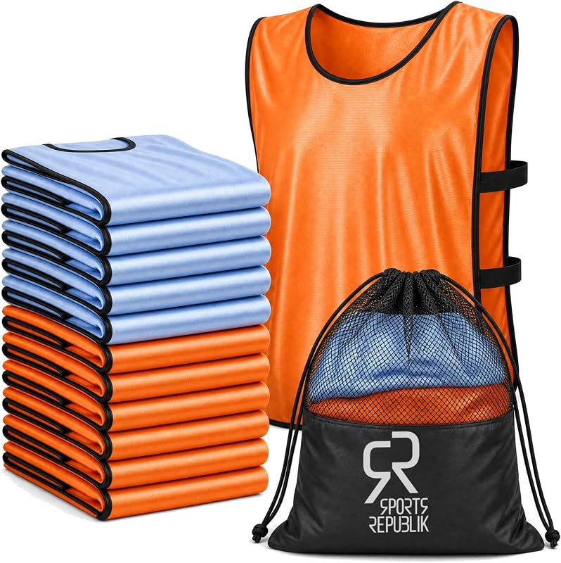Pinnies for Sports 12-Pack - Soccer & Football Pennies, Scrimmage Vests, Adult, Youth & Kids, Opaque