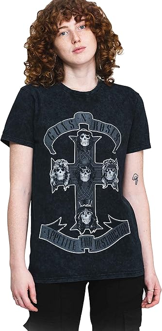 T-shirt Officiel Guns N' Roses 'Monochrome Cross' - Dip-dye Noir, Coupe Unisexe