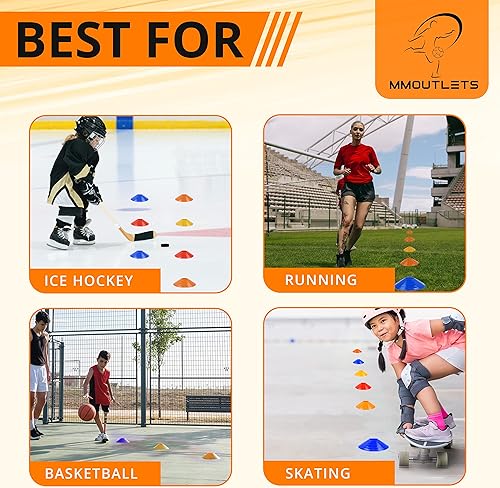 Miniatura 6 de Conos de fútbol para ejercicios con bolsa de malla y correa, conos deportivos flexibles y resistentes para práctica de fútbol, baloncesto,