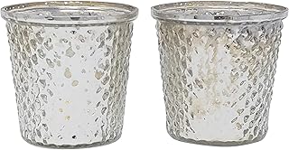 Silver Antique Mercury Finish Candle Holders Set of 2 Tealight Votive Evening Decoration Gift by MystiqueDecors