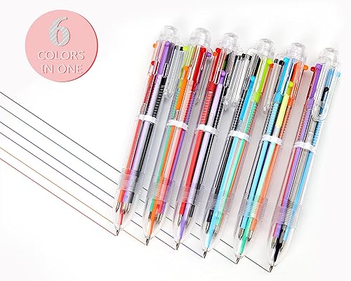 Miniatura 3 de Enyeopd Paquete de 36 bolígrafos multicolor 6 en 1 de 0.020 in retráctiles arcoíris para recuerdos de fiesta de niños, bolígrafos de color para