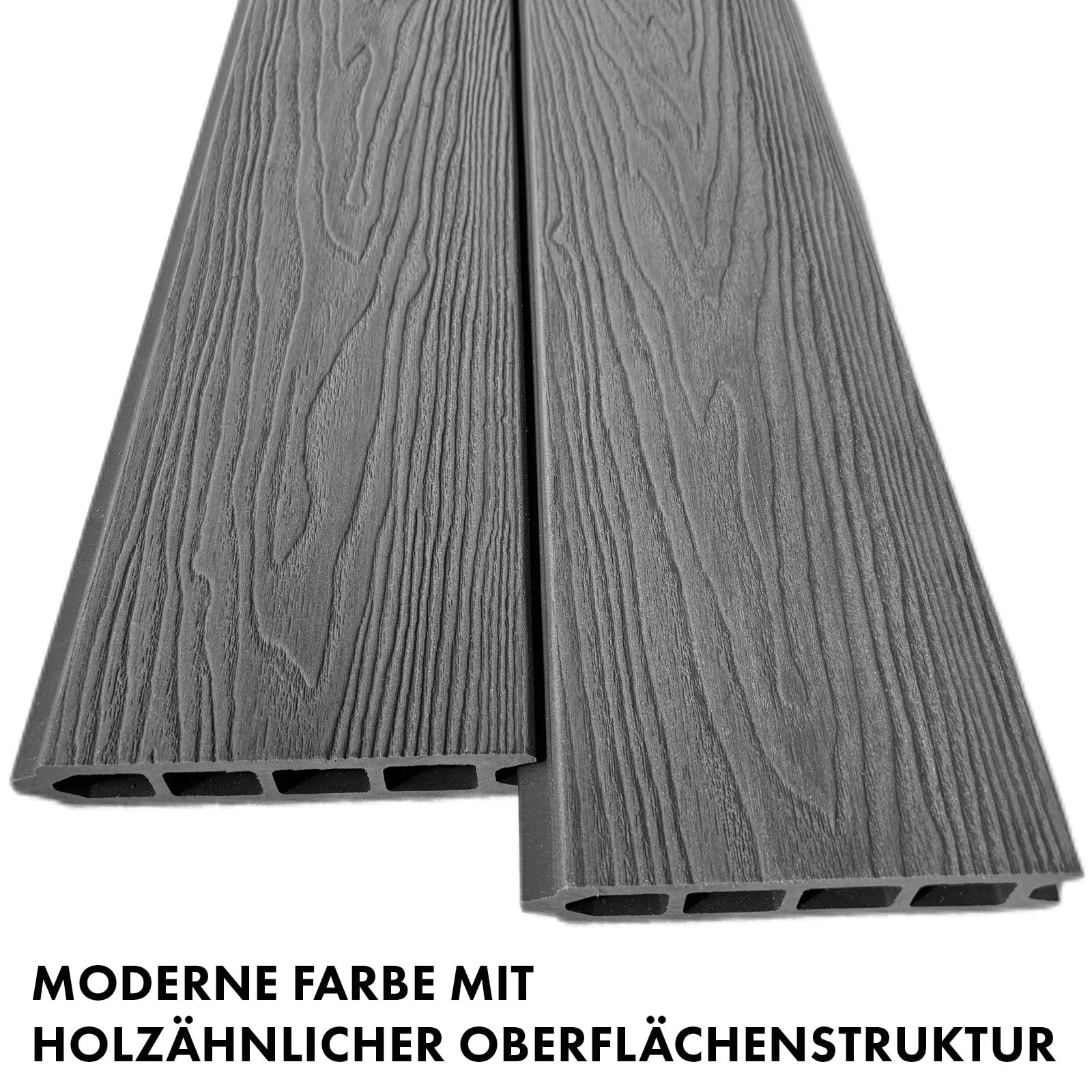 Floordirekt Ogrodzenie ogrodowe 180x180cm z aluminiowymi słupkami - kompletny płot WPC Kronos - płot zabezpieczający - osłona przeciwwietrzna i zabezpieczenie dla tarasu i ogrodu - w zestawie materiał