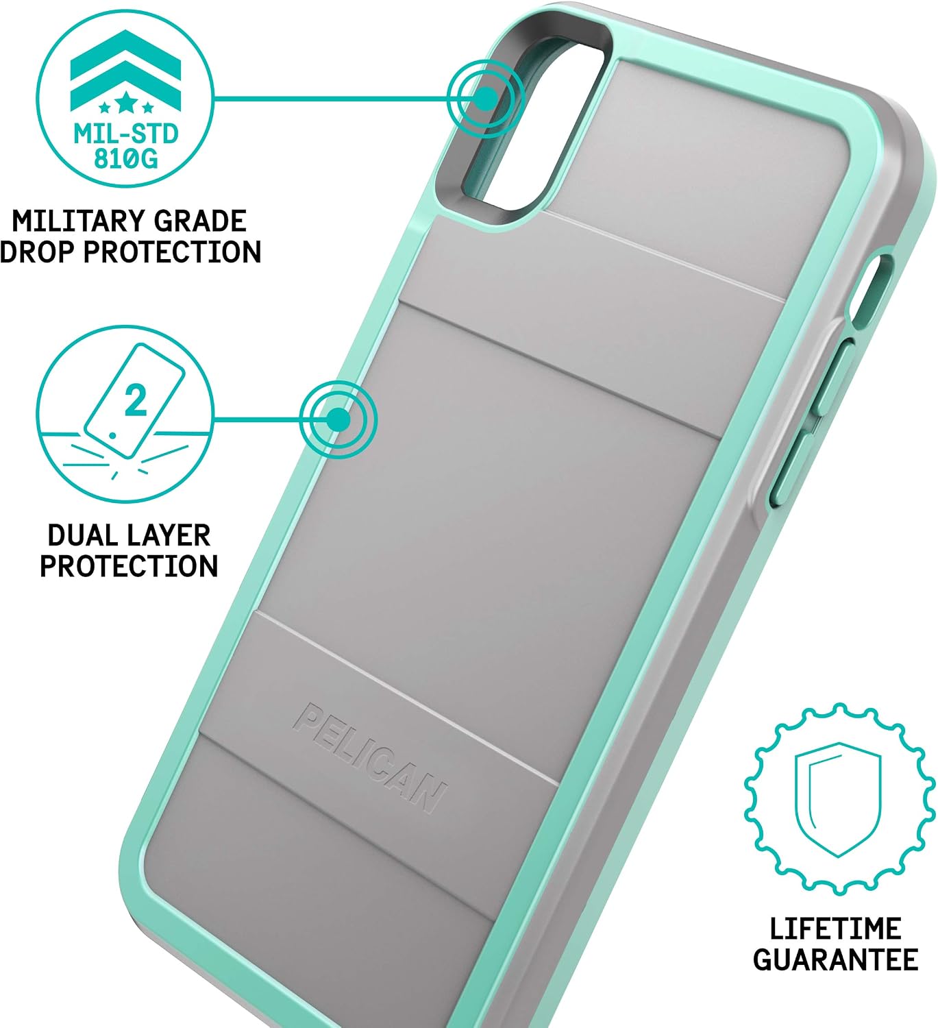Pelican Protector iPhone XR Case (Grey/Aqua)