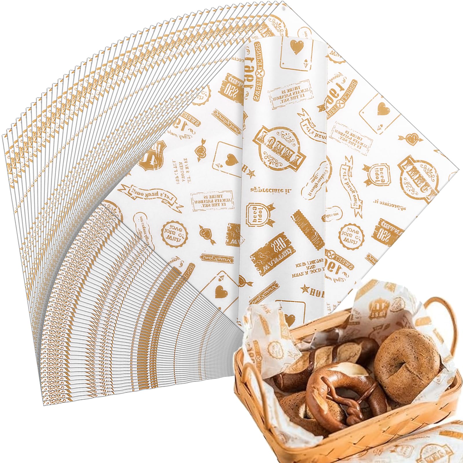 DAJAVE 500 Pcs Greaseproof Paper Sheets, Wax Paper Sheets for Food Wrapping Sandwich Burger Wrapping Fish and Chip Sheet for Fries Hamburgers Sandwich - 21x25cm