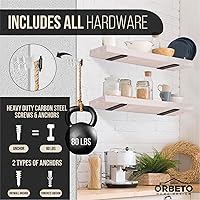 Vista 7 de Heavy Duty Floating Shelf Bracket (6 inch-6 Pack) with (1/4”-Thick) Metal Black, Holds 160+lb, Powder Coated, Complete Mounting Hardware, Easy