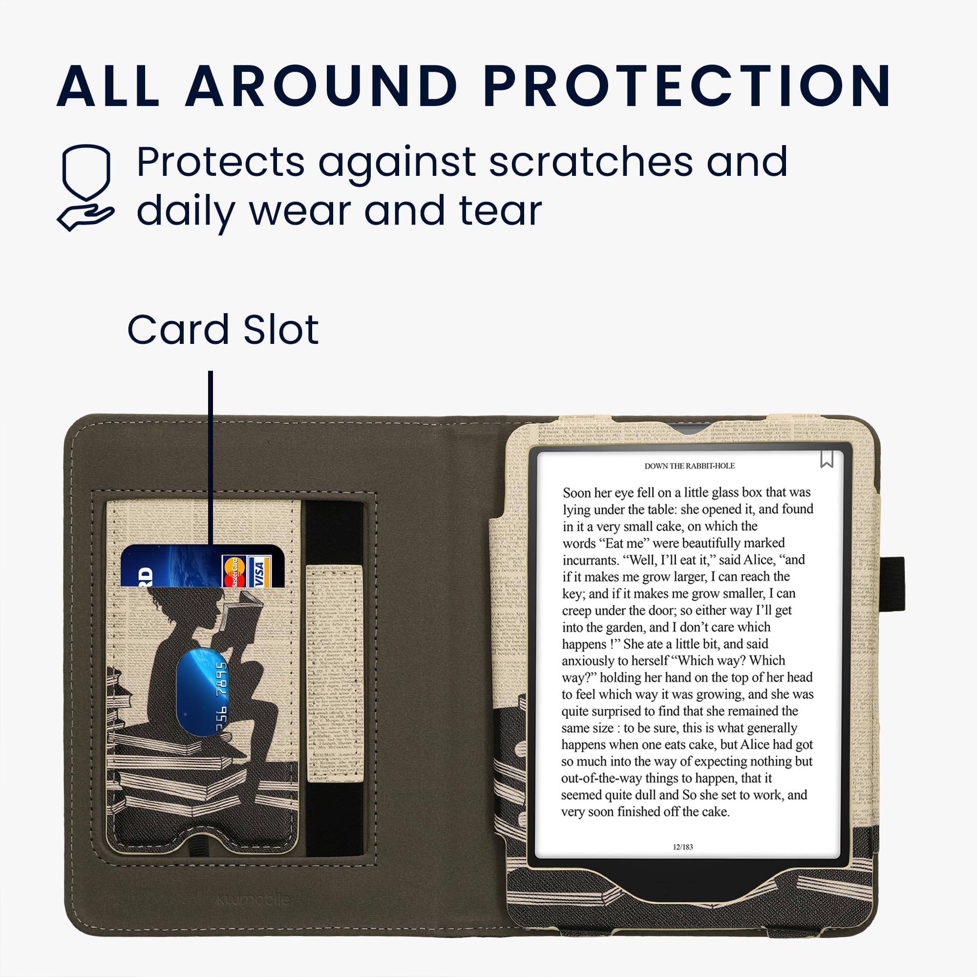 Kwmobile Étui Pour Kindle Paperwhite (2024) / Colorsoft - Housse Protection Multicolore Design Livres