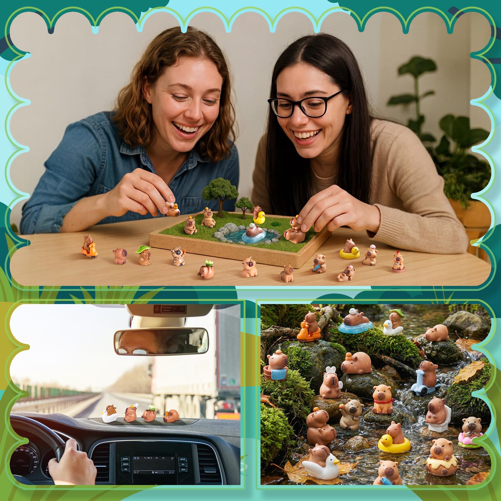 Nosiny 70 piezas de lindas figuras de Capibara en miniatura, regalo a granel, calendario de Adviento 2025, resina pequeña para bricolaje, accesorio de casa de muñecas, decoración de pasteles, tablero