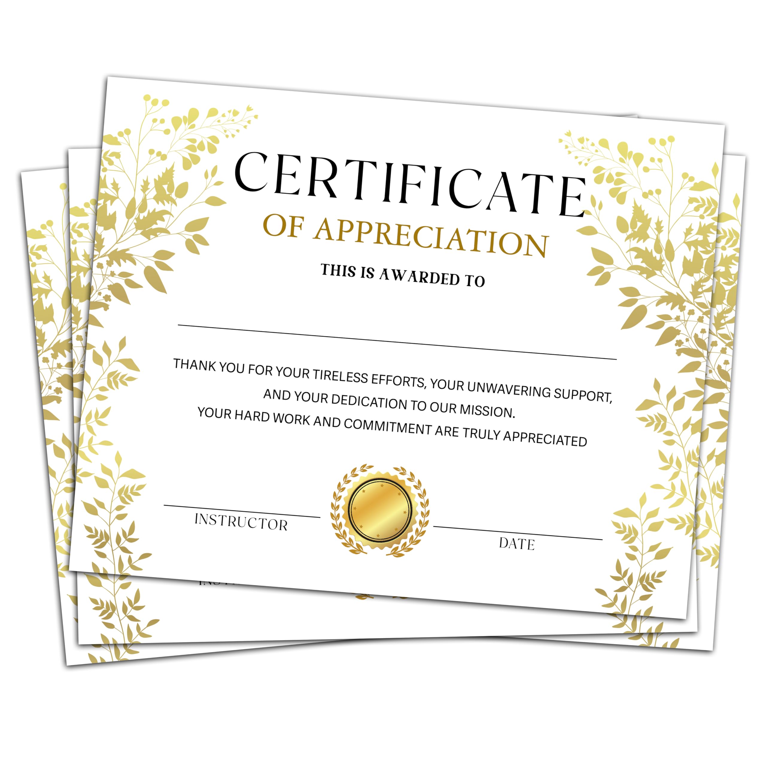Certificate of Appreciation -25pcs, Certificates of Recognition, Thank You Gifts Certificates for Employees, Staff, Teachers, Volunteers, 8×10 Inch Award Certificate-A08