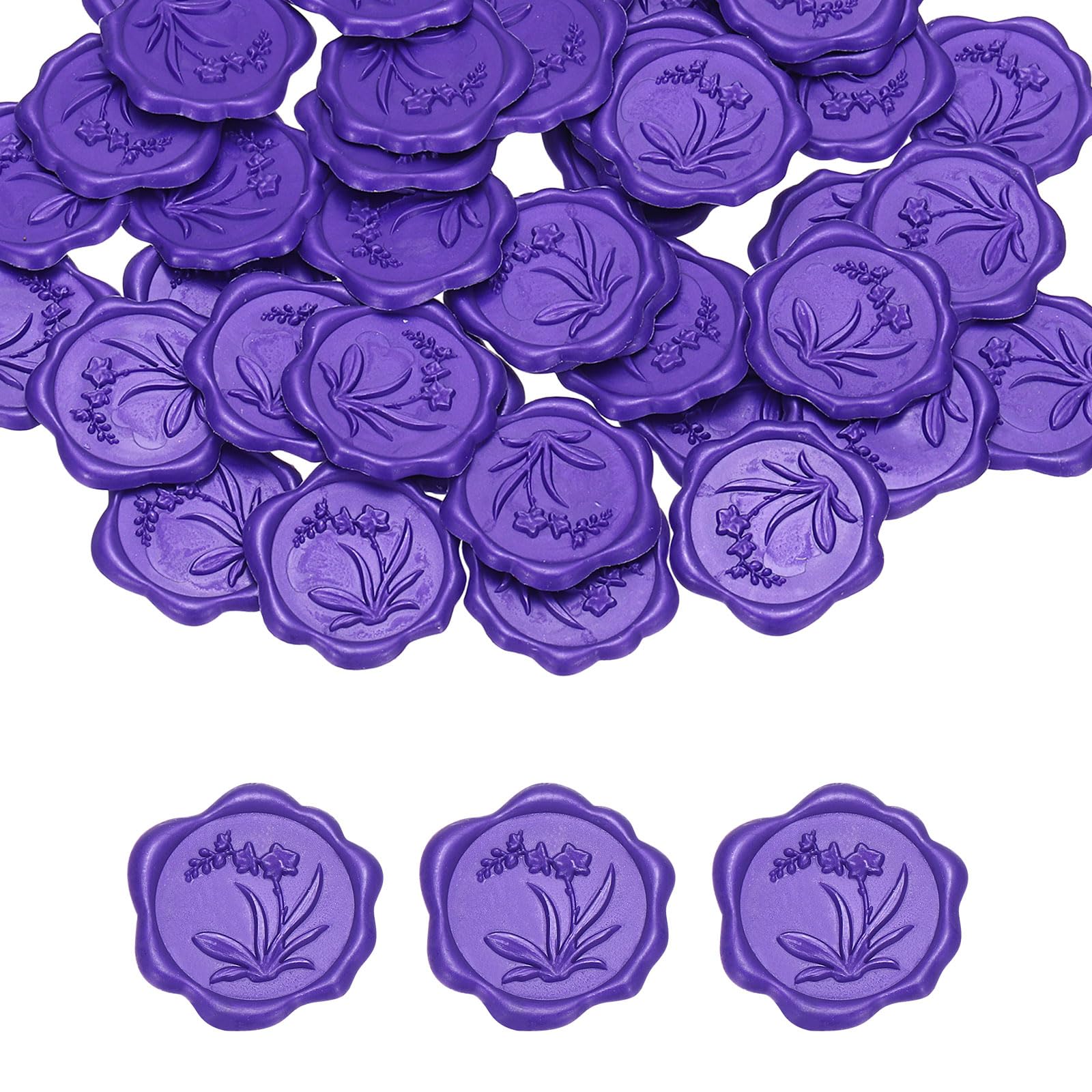 PATIKIL Wax Seal Stickers, 100 Pcs Envelope Seal Stickers, Self-Adhesive Wax Stamp Wedding Invitation Accessories for Wedding Party Birthday Gift Wrapping Anniversary, Dark Purple