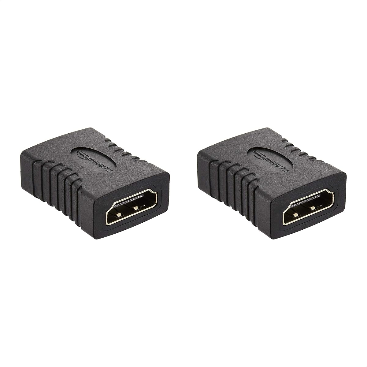 Amazon Basics HDMI Female to Female Coupler Adapter for 4K@60Hz Video (2 Pack), 29 x 22mm, Black