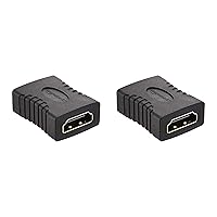 Amazon Basics HDMI Female to Female Coupler Adapter 2-Pack for 4K@60Hz - Extend Cables Seamlessly, 18Gbps, Black 29x22mm