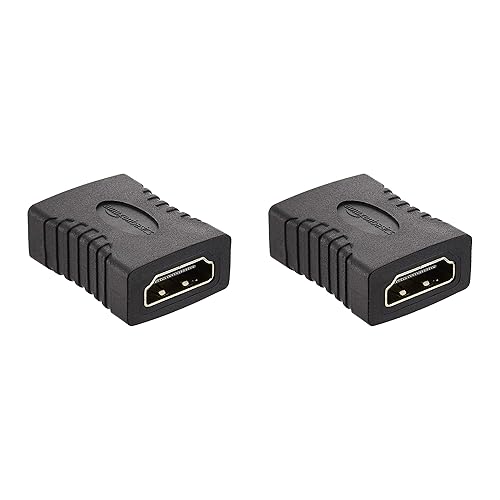 Tienda Basics Adaptador de acoplador HDMI hembra a hembra (paquete de 2), 1.142 x 0.866 in, negro