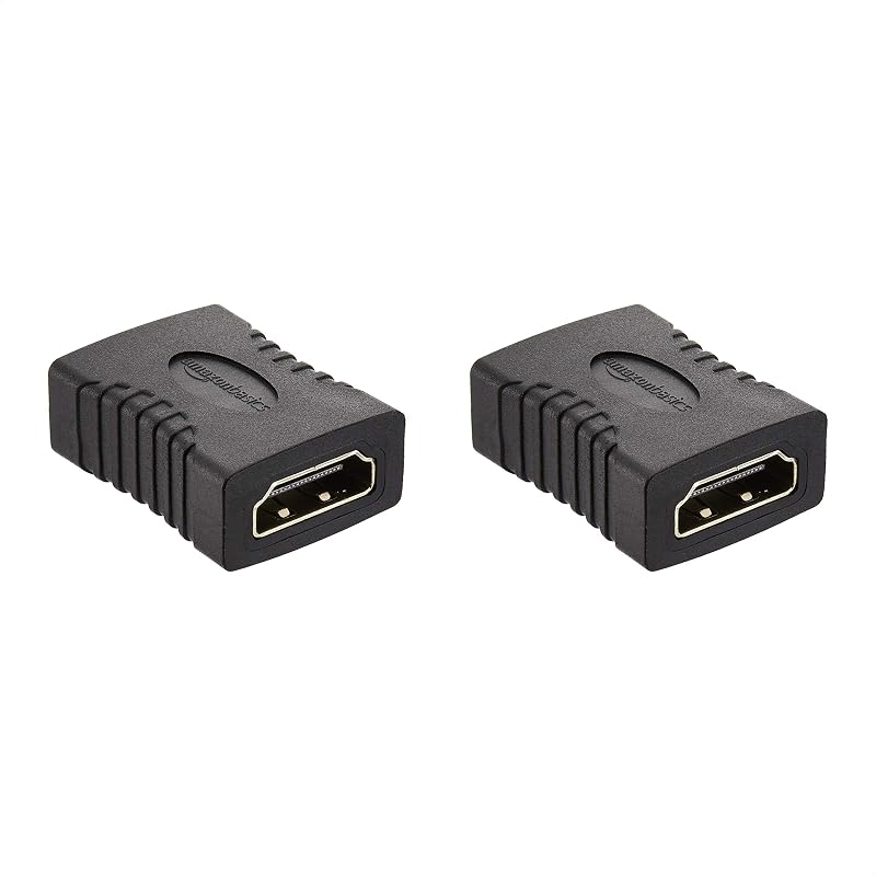 Amazon Basics HDMI Female to Female Coupler Adapter for 4K@60Hz Video (2 Pack), 29 x 22mm, Black