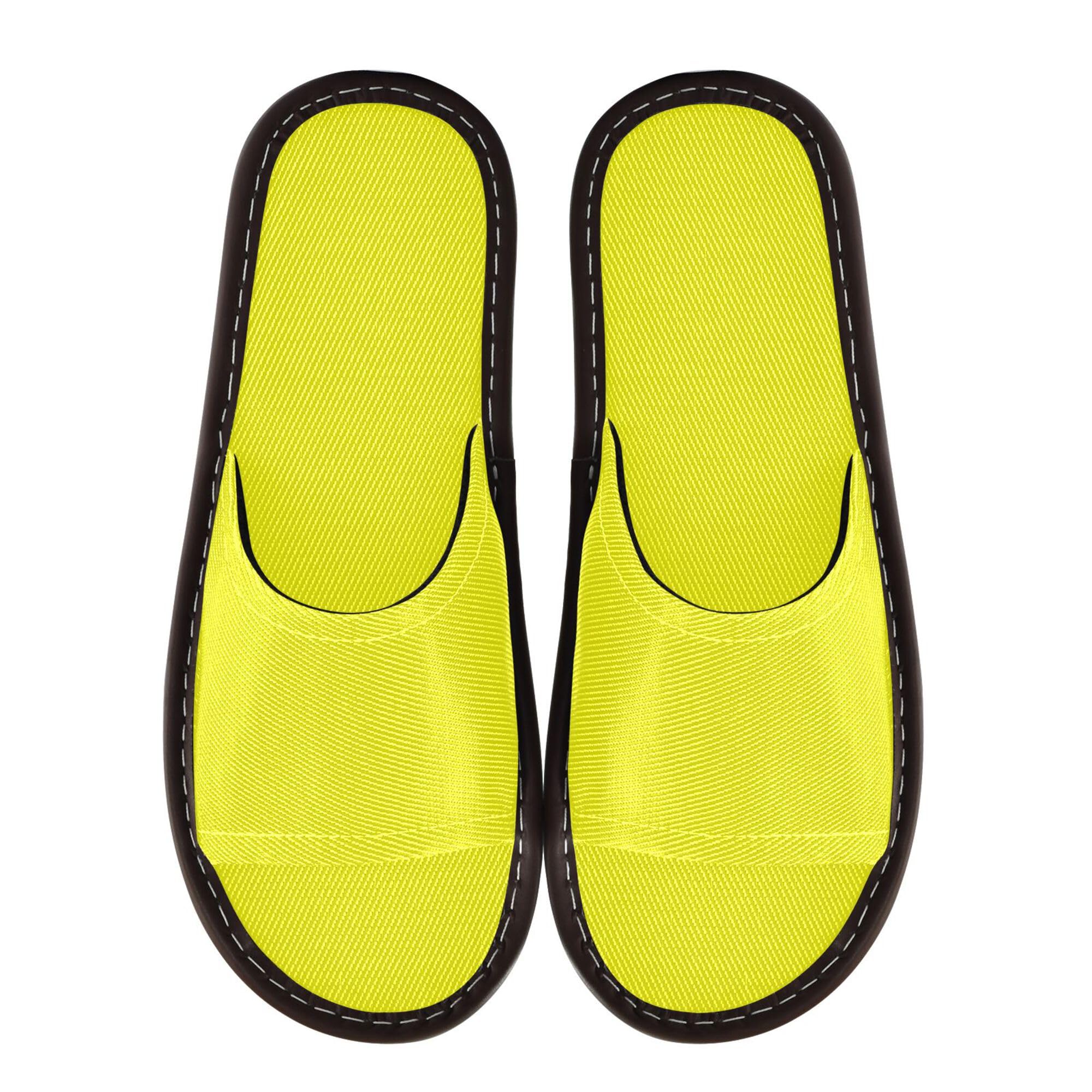 KLL Spa Shower Slippers Indoor Summer Non-Slip Open-toe Slip-on Home Shoes for Travel, Pool, Party 6.5-7 Bright Yellow