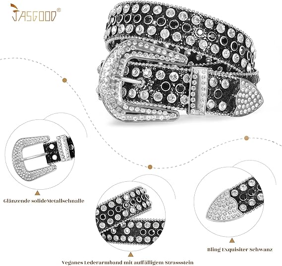 Riem goud glitter met strass gesp | Coppens Warenhuis