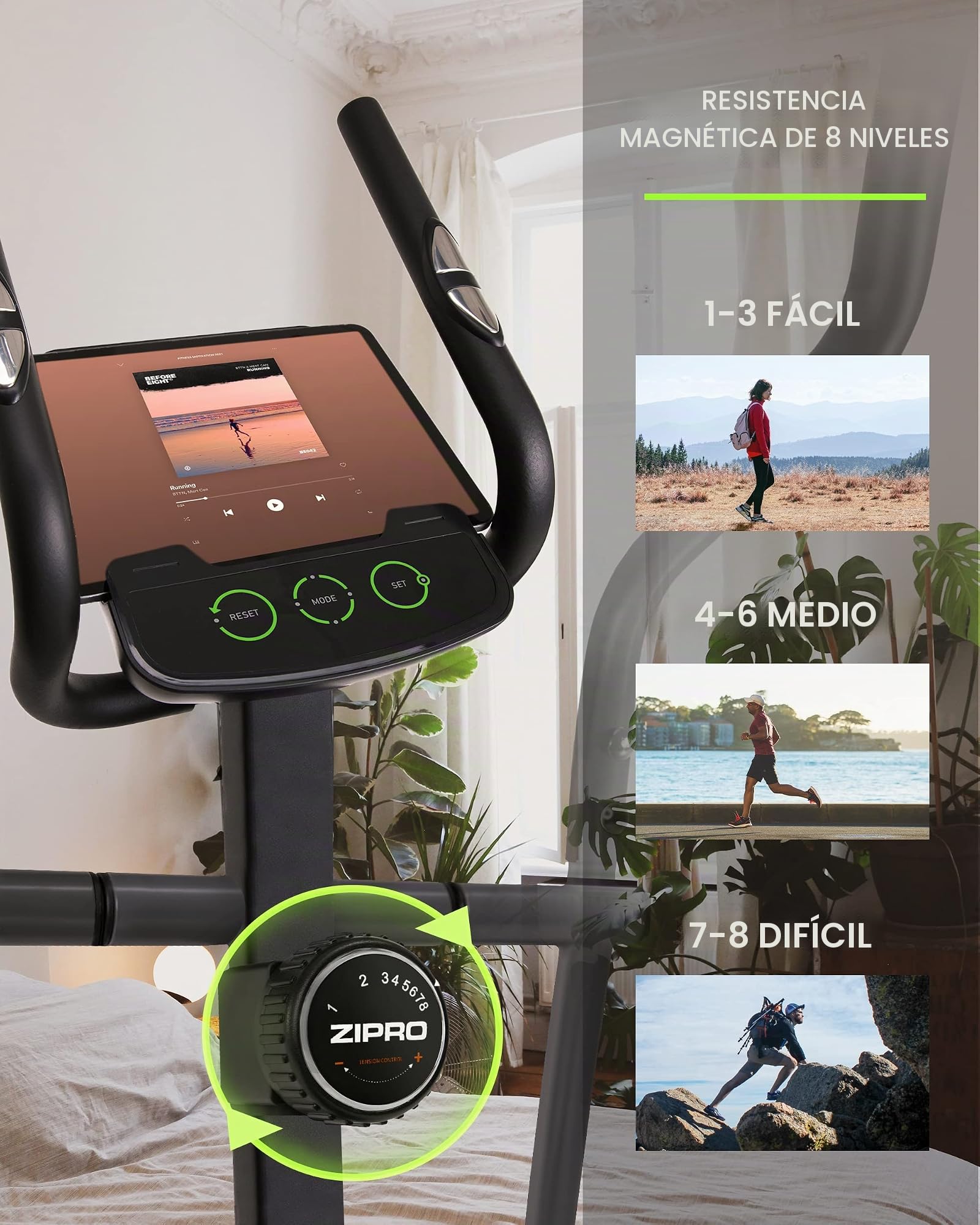Zipro Elíptica Hulk, Resistencia de hasta 150 kg, Ideal para el hogar, Equipo de Entrenamiento Cardiovascular, máquinas de Ejercicio, Entrenador doméstico, 8 Niveles de Resistencia