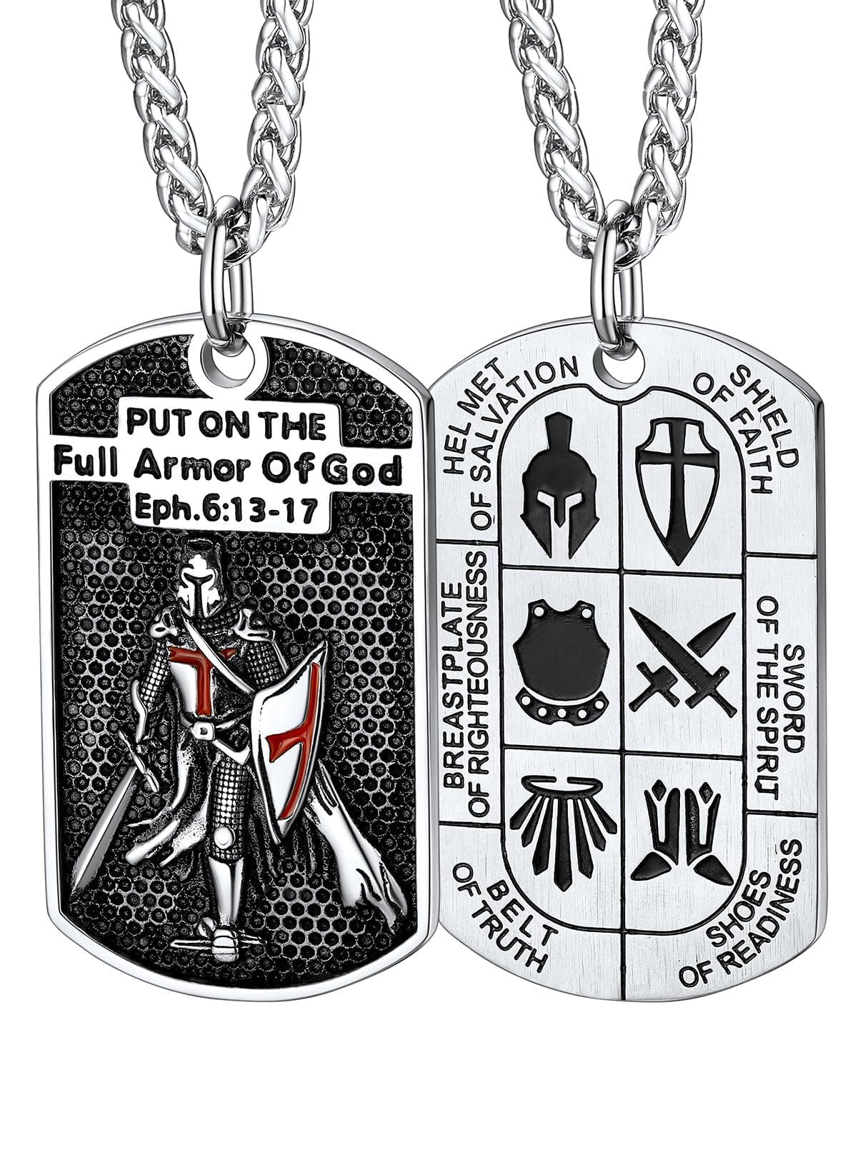 FaithHeart Knights Templar Necklace for Men, Christian Necklace for Men Stainless Steel Pendant Neckalces Christian Gifts with Gift Box