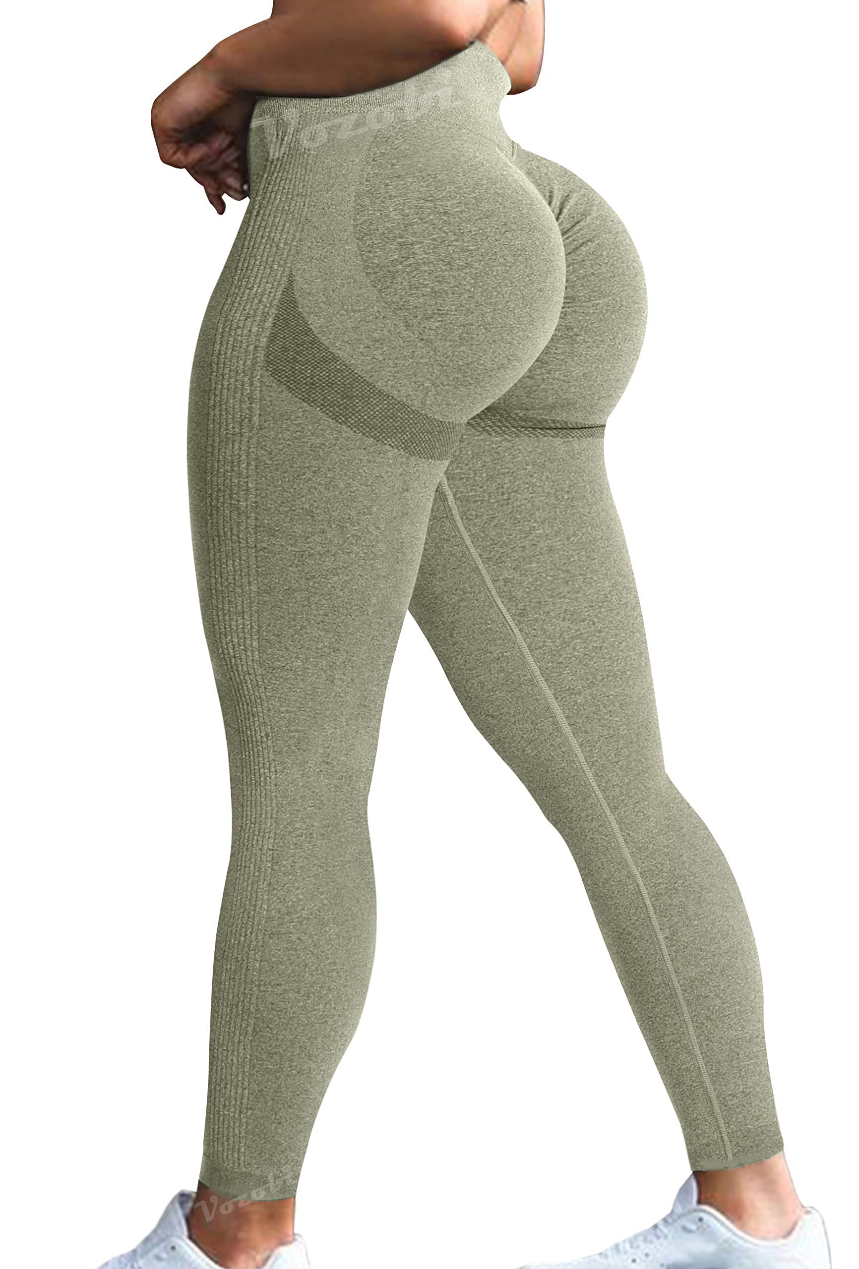 Vozobi Tiktok Trending Leggings Women's High Waist Smile Contour Booty Leggings Scrunch Butt Lift Workout Seamless Yoga Pants — view 21