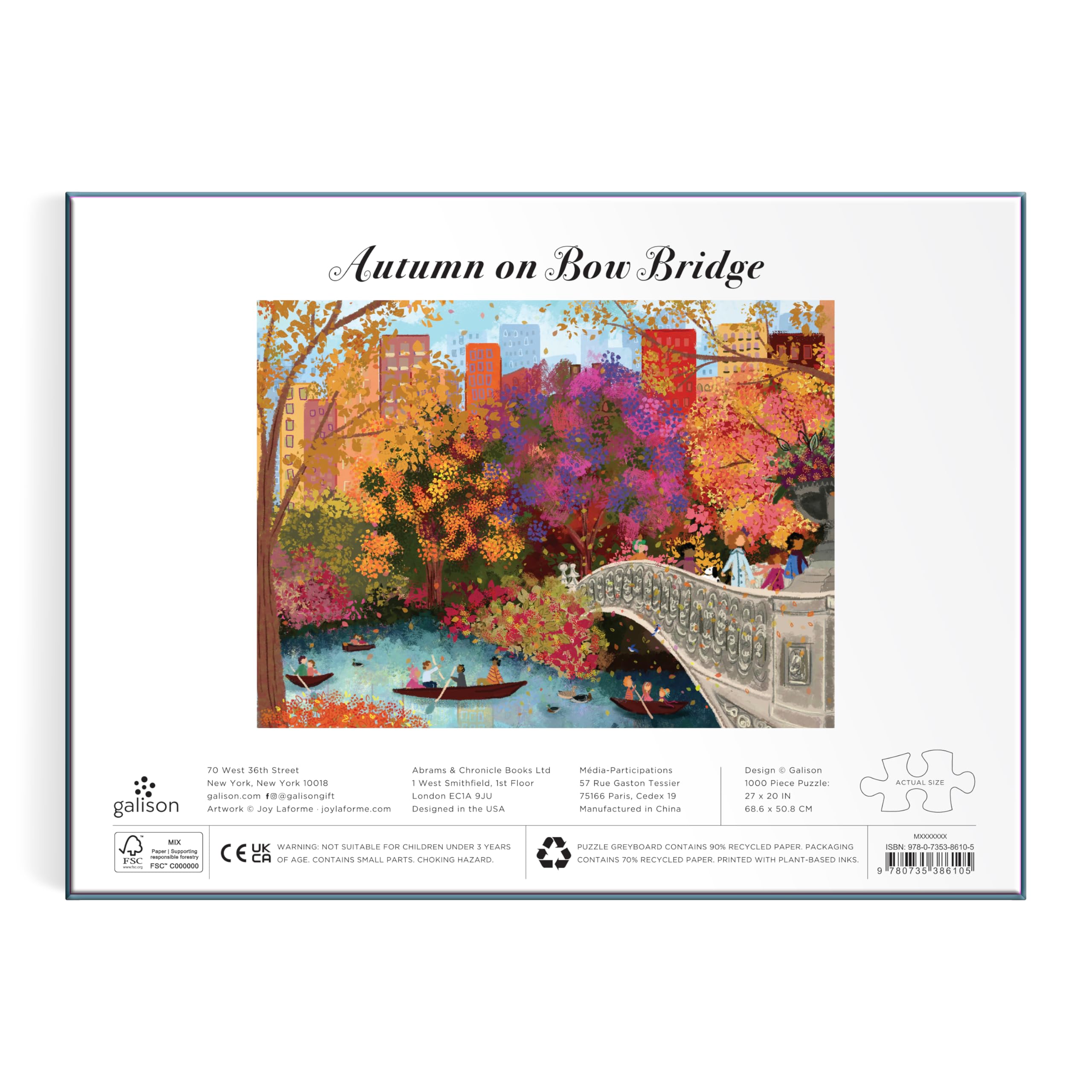Amazon.com: Galison Autumn On Bow Bridge – 1000 Piece Joy Laforme