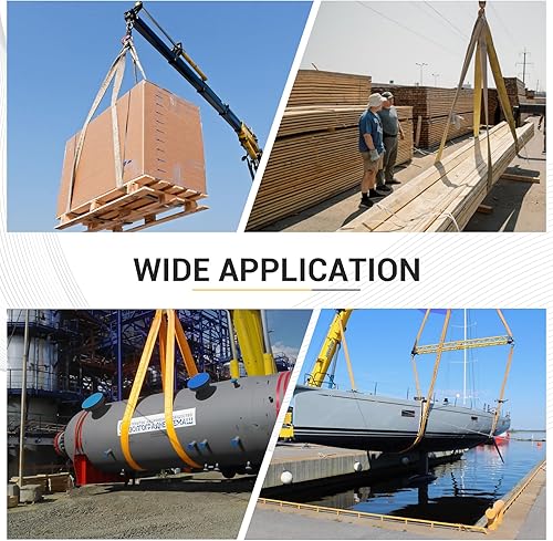 Miniatura 5 de Pindex Paquete de 2 eslingas de elevación de tela de 2 pulgadas x 20 pies, 11000 libras, fuerza de rotura, 3500 libras, fuerzas de tracción, correas